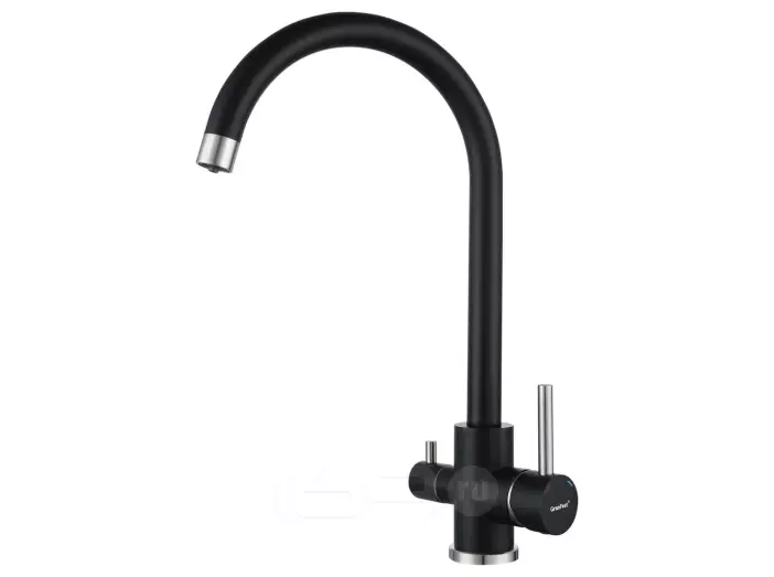 Смеситель для кухни U-обр. с краном питьевой воды GranFest QUARZ Z-5420 (черный)