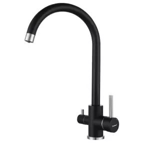 Смеситель для кухни U-обр. с краном питьевой воды GranFest QUARZ Z-5420 (черный)