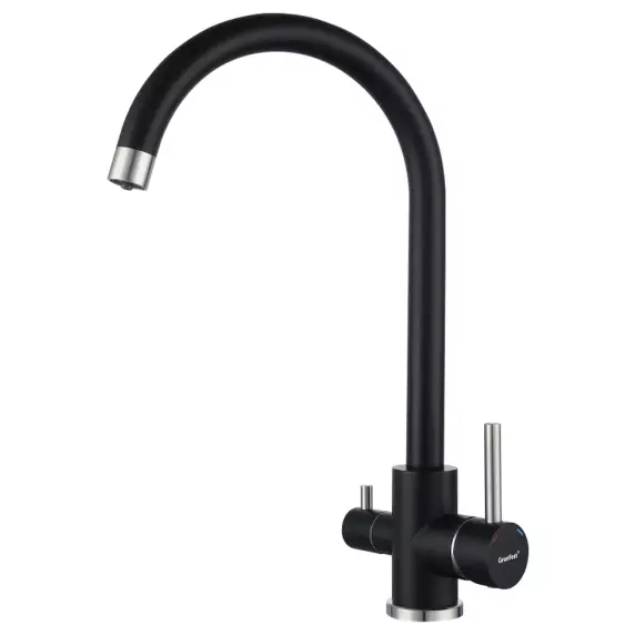 Смеситель для кухни U-обр. с краном питьевой воды GranFest QUARZ Z-5420 (черный)