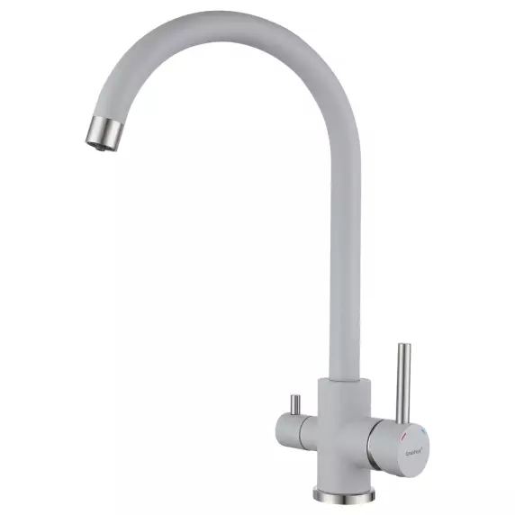 Смеситель для кухни U-обр. с краном питьевой воды GranFest QUARZ Z-5420 (серый)