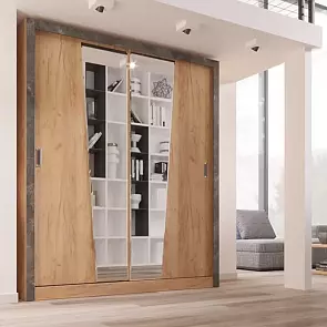 Соренто Шкаф-купе 2,0м (Дуб крафт/Бетон темный)