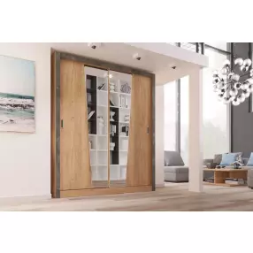 Соренто Шкаф-купе 2,0м (Дуб крафт/Бетон темный)