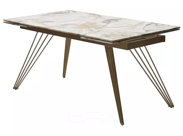 Стол ACERRA NEW 160 GLOSS GRAND JADE SOLID CERAMIC/ каркас цвета шампань, ®DISAUR