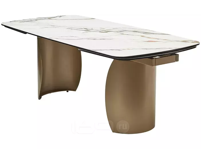 Стол BRONTE 200 раскладной KL-188 Контрастный мрамор матовый, итальянская керамика/ Шампань, ®DISAUR