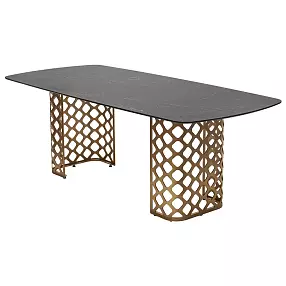 Стол CHIAVARI 220 KL-116 Черный мрамор матовый, итальянская керамика / бронзовый, ®DISAUR