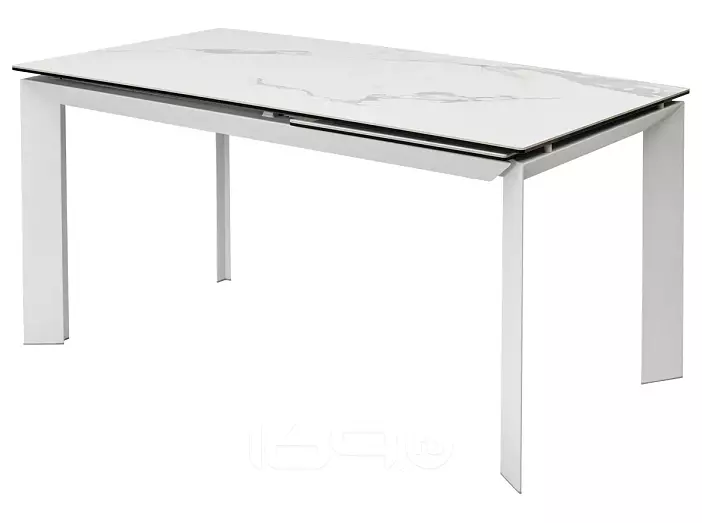 Стол CREMONA 140 HIGH GLOSS STATUARIO Белый мрамор глянцевый, керамика/ белый каркас, ®DISAUR