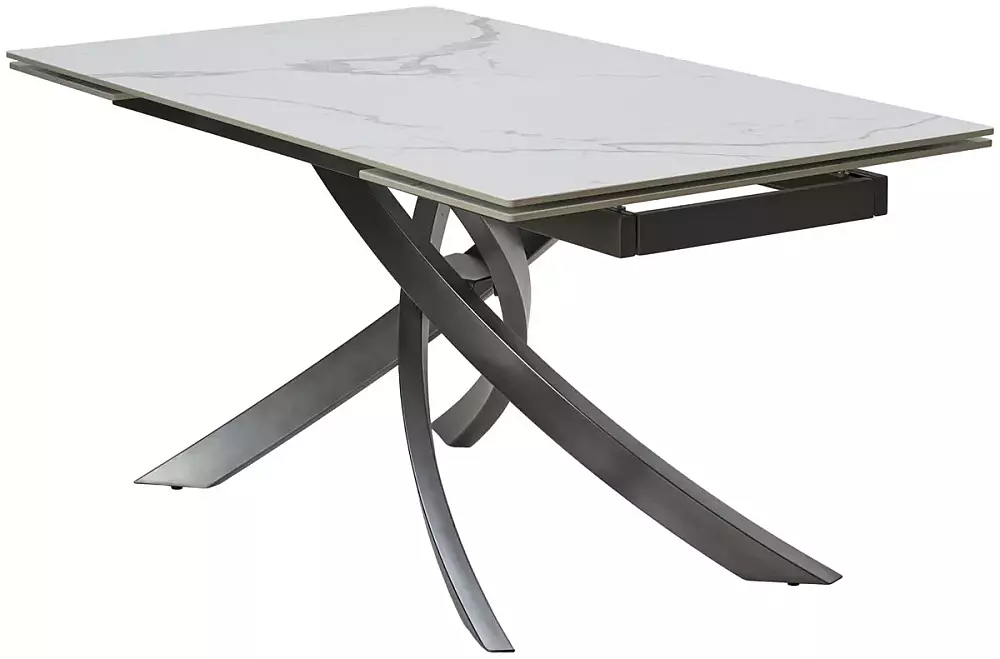 

Стол ESTEBIO 160 GLOSS STATUARIO WHITE SOLID CERAMIC / Серый металлик, Белый;серый