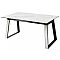 Стол Франк 160 БЕЛЫЙ МРАМОР, стекло / БЕЛЫЙ МРАМОР - ЧЕРНЫЙ, М-City