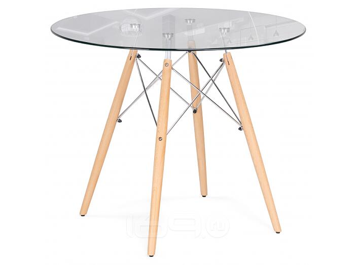Стол стеклянный PT-151 80х80х76 clear glass / wood