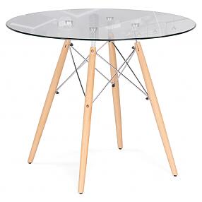 Стол стеклянный PT-151 80х80х76 clear glass / wood