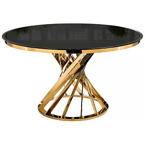 Стол стеклянный Twist gold / black