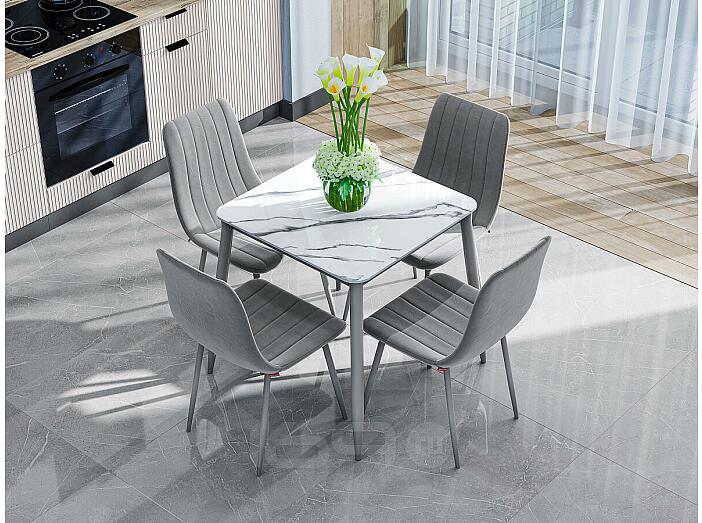 Стол Uni-Form-S.2B SGrey/White Gloss Marble 727*800*800