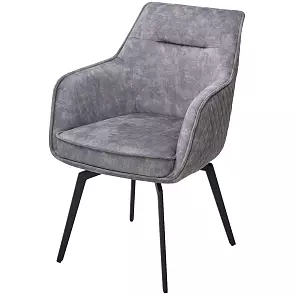 Стул RENLY 180 град. поворот. 7525-180 Серый, велюр / Черный, ®DISAUR