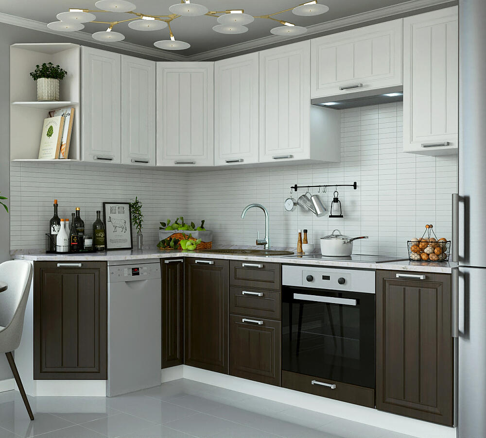 

Угловая кухня Прага-12 Венге Премиум/ Белое дерево Белый, Венге;коричневый