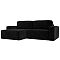 Угловой диван Прага классик левый угол, велюр, черный
