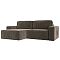 Угловой диван Прага классик левый угол, велюр, коричневый