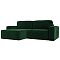 Угловой диван Прага классик левый угол, велюр, зеленый