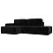 Угловой диван Прага модерн левый угол, велюр, черный