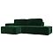 Угловой диван Прага модерн левый угол, велюр, зеленый