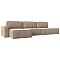 Угловой диван Прага модерн лонг левый угол, велюр, бежевый