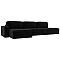Угловой диван Прага модерн лонг левый угол, велюр, черный