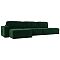 Угловой диван Прага модерн лонг левый угол, велюр, зеленый