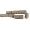 Угловой диван Прага модерн лонг правый угол, микровельвет, бежевый
