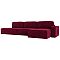 Угловой диван Прага модерн лонг правый угол, микровельвет, бордовый