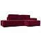 Угловой диван Прага модерн правый угол, микровельвет, бордовый