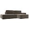 Угловой диван Прага модерн правый угол, микровельвет, коричневый