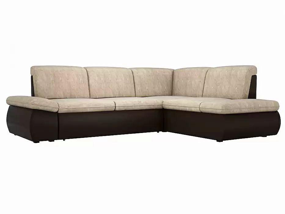 

Диван угловой Дискавери правый Велюр Бежевый Экокожа Коричневый, Бежевый/коричневый