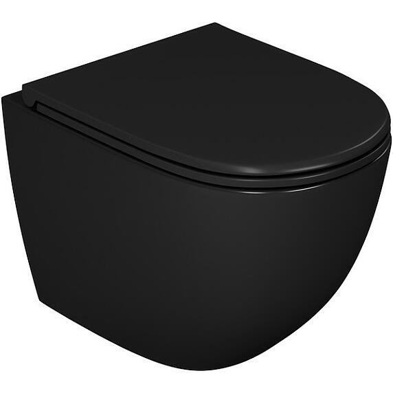 Унитаз подвесной безободковый DK Matrix DT1396025, 490*370*360мм, сиденье микролифт, черный