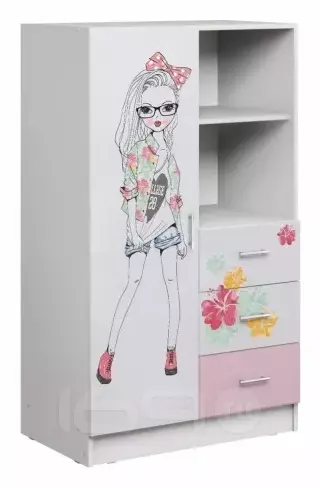 Вега ЛДСП FASHION Шкаф комбинированный (Белый)