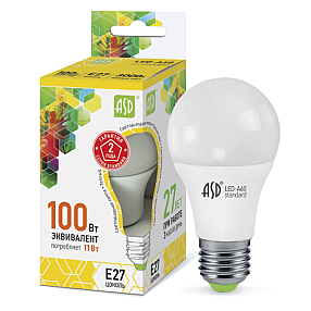 Лампа светодиодная LED-A60-standard 11Вт 230В Е27 3000К 990Лм ASD
