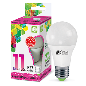 Лампа светодиодная LED-A60-standard 11Вт 230В Е27 6500К 990Лм ASD