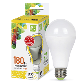 Лампа светодиодная LED-A60-standard 20Вт 230В Е27 3000К 1800Лм ASD