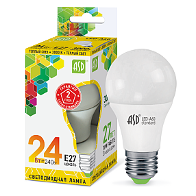Лампа светодиодная LED-A65-standard 24Вт 230В Е27 3000К 2160Лм ASD