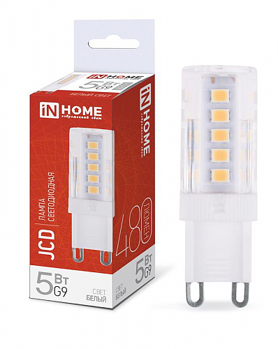 Лампа светодиодная LED-JCD 5Вт 230В G9 4000К 480Лм IN HOME