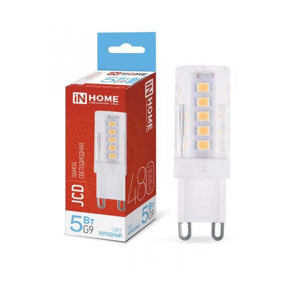 Лампа светодиодная LED-JCD 5Вт 230В G9 6500К 480Лм IN HOME