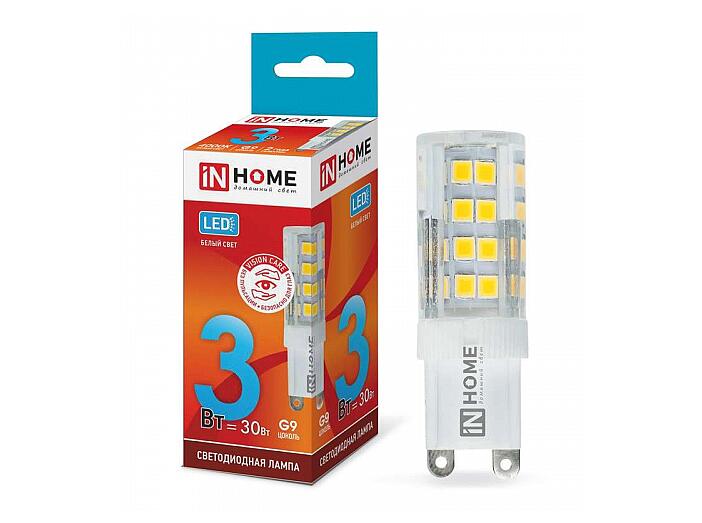 Лампа светодиодная LED-JCD-VC 3Вт 230В G9 4000К 260Лм IN HOME