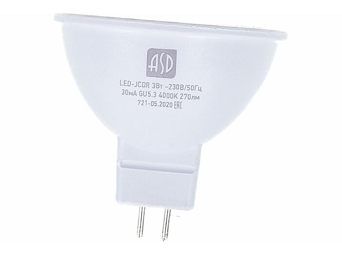 Лампа светодиодная LED-JCDR-standard 3Вт 230В GU5.3 4000К 270Лм ASD