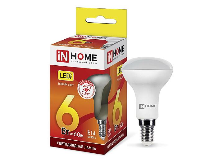 Лампа светодиодная LED-R50-VC 6Вт 230В Е14 3000К 530Лм IN HOME