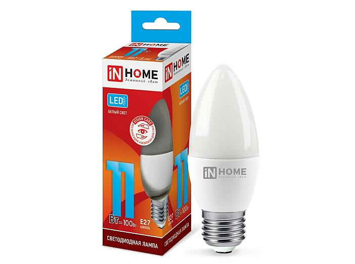 Лампа светодиодная LED-СВЕЧА-VC 11Вт 230В Е27 4000К 990Лм IN HOME