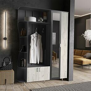 Прихожая Лика № 1 1,5 м (Дуб Крафт Белый, Графит)