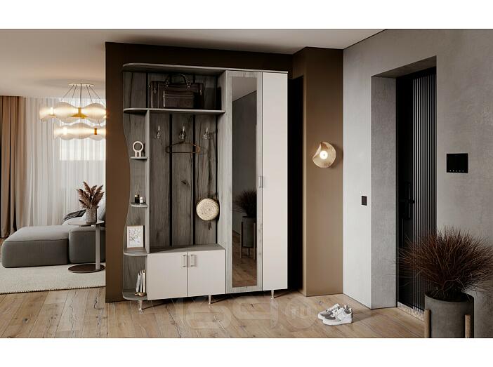 Прихожая Лика № 1 1,5 м (Кашемир, Дуб Крафт серый)