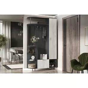 Прихожая Лика № 2 1,2 м (Дуб Крафт Белый, Графит)