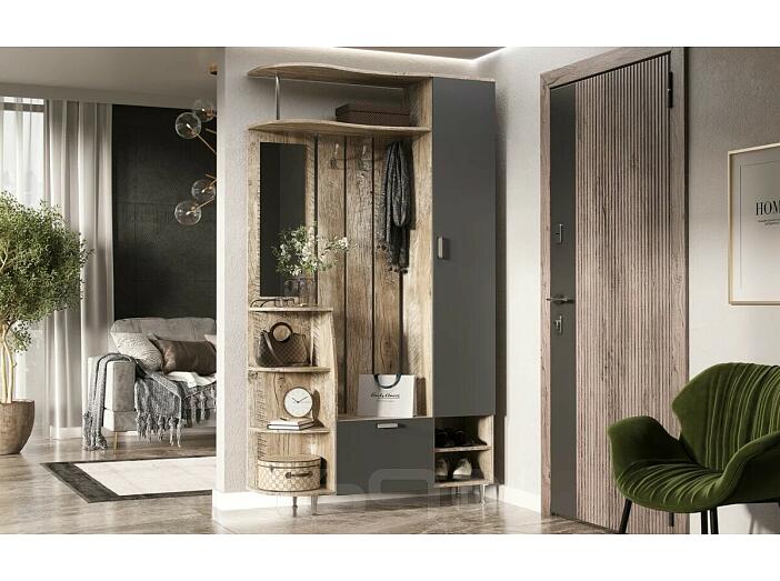 Прихожая Лика № 2 1,2 м (Графит, Дуб юкон)