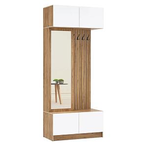 Прихожая Роджина (Белый глянец, Дуб крафт (КРОМКА ДУБ СОНОМА))