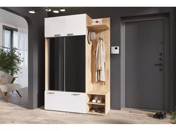 Прихожая Стелла (Белый глянец холодный/Дуб Крафт)