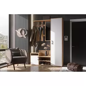 Прихожая Визит (Белый глянец холодный/Дуб крафт)